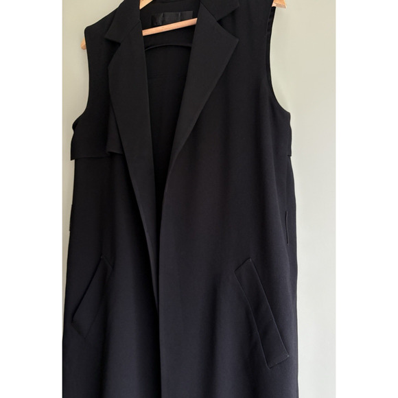 JENNI KAYNE Black Tuxedo Style Sleeveless Trench Vest Small Longline Minimalist - Picture 6 of 15